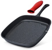 Żeliwna patelnia grillowa z silikonowym uchwytem P1-L87
