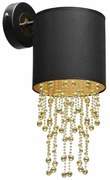 Kinkiet czarny/złoty, z kryształkami ALMERIA BLACK/GOLD 1xE27