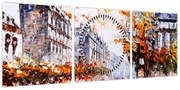 Obraz - Życie w mieście (z zegarem) (90x30 cm)