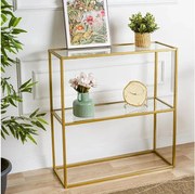 Złota komoda – 80 x 30 x 85 cm – Złoto – Szkło hartowane i metal