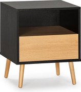 Stolik nocny z 1 szufladą Apolo Kolor Czarny/Drewno