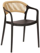 Czarne krzesło ogrodowe z plecionym oparciem M7-R54