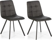 Zestaw dwóch krzeseł jadalnianych Mila tapicerowanych szarym froncym, 58 cm x 45 cm x 90 cm.