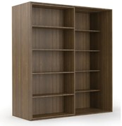 Dwurzędowa biblioteka przesuwna DOUBLE, 1800 x 700 x 2000 mm, orzech