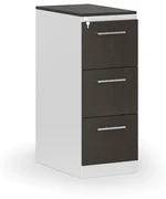 Kartoteka metalowa PRIMO z drewnianym frontem A4, 3 szuflady, biały/wenge