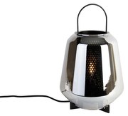 Lampa stołowa art deco czarna z przydymionym szkłem 23 cm - Kevin ArtDeco Oswietlenie wewnetrzne