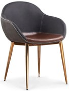 Krzesło kubełkowe z podłokietnikami popiel + złote H2-Z06