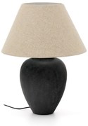 Czarno-beżowa lampa stołowa z tekstylnym kloszem (wysokość 60 cm) Mercadal – Kave Home