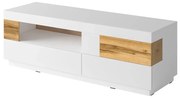 Szafka RTV SILKE 2S1KL 160cm biały połysk/dąb wotan HELVETIA