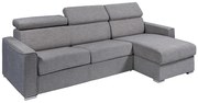 Kanapa narożna dwustronna rozkładana typu express z szarą tapicerką - Miejsce do spania z szerokimi listewkami 140 cm - Materac 18 cm - VIZIR