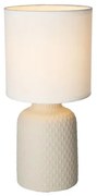 Beżowa lampa stołowa z ceramiczną podstawą - 10X V085 F8-W39