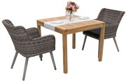 Zestaw ogrodowy teak VICTORIA QUATRO 1+2 (szary)