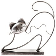 Metalowy kot stojący na podstawie, 28 cm