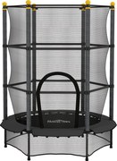 HOMCOM Trampolina dla dzieci, Ø140 cm, z siatką bezpieczeństwa, na zewnątrz i do środka, stal, plastik, do 50 kg, czarna