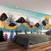 Fototapeta - Jeleń w kolorowym lesie (196x136 cm)