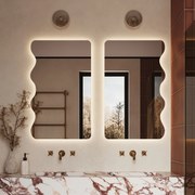 Lustro dekoracyjne oszlifowane z podświetleniem WAVE LED | Różne rozmiary | Różne kolory : Kolor tafli szkła - Srebrny, Rozmiar - 50 x 100 cm