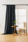 Czarna zasłona OXFORD 140x250 cm Zawieszanie: Taśma z wiązaniami