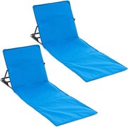 Regulowana podkładka plażowa z oparciem, niebieska, 2 sztuki