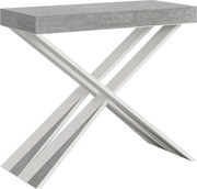 Konsola rozkładana 90x40/196 cm Diago Small Cementu rama w kolorze Białym