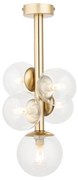 Perla Lux 5 plafon-lampa sufitowa do niskich pomieszczeń, kolor złoty, klosze przezroczyste