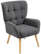 HOMCOM Fotel Tapicerowany do Salonu ze Steppowaniem, Miękki Pokrowiec Aksamitny, do 120 kg, Szary