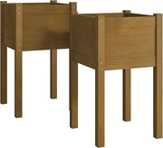 Komplet brązowych donic ogrodowych z drewna sosnowego Z1-B24