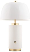 Biała lampa stołowa LED ze ściemniaczem i metalowym kloszem (wysokość 30 cm) Freya – Leitmotiv