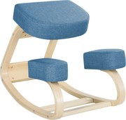 Vinsetto Krzesło klęcznik, ergonomiczny taboret do siedzenia, tapicerowany stołek dla zdrowej postawy, drewno brzozowe, wytrzymałość do 120 kg, niebieski | Aosom PL