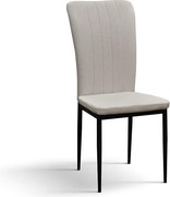 Zestaw 6 beżowych krzeseł z tkaniny i czarnych metalowych nóg - AMSTERDAM