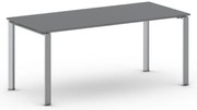 Stół konferencyjny do biura PRIMO INFINITY, 180x90 cm, szaro-srebrna podstawa, grafit