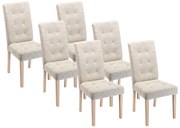 Zestaw 6 krzeseł VILLOSA - Tkanina i nogi z drewna - Kolor beżowy