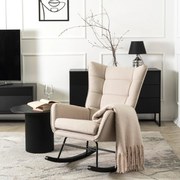 Fotel Bujany na Biegunach Uszak Wypoczynkowy JACKSON Beżowy do Salonu Nowoczesny