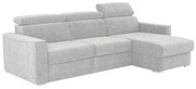 Kanapa narożna dwustronna rozkładana typu express z tkaniny szenilowej jasnoszarej - Miejsce do spania z szerokimi listwami 140 cm - Materac 14 cm VIZIR