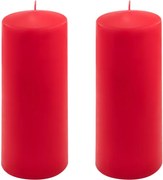 Zestaw świec słupkowych, 20 cm, Ø 7,5 cm, czerwona, 2 szt