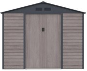 Metalowa wiata ogrodowa z ocynkowanej stali imitującej szare drewno, 7,17 m² - ADELMO