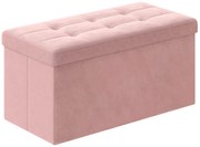 Różowa welurowa pufa pikowana ze schowkiem N0-M11