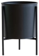 Metalowa doniczka ze stojakiem MATHY 13x18 cm, czarna