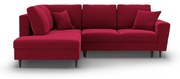 Czerwony aksamitny rozkładany narożnik ze schowkiem (lewostronny/w kształcie litery L) Kyoto – Cosmopolitan Design