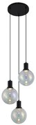Designerska lampa wisząca czarna z przezroczystym szkłem okrągła 3-punktowa - MallonDesignerski Oswietlenie wewnetrzne