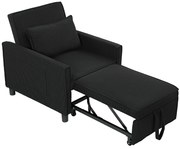 HOMCOM Rozkładany fotel, regulowany, 3 pozycje, Pokrycie z sztruksu, do 120 kg, Czarny