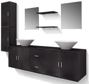 Czarny 9 elementowy zestaw podwieszanych mebli łazienkowych L6-E93