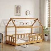 Łóżko dziecięce drewniane Mila 90 x 190 cm - brązowe