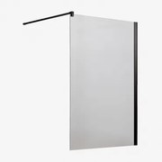 Stała Ścianka Prysznicowa Z Hartowanego Szkła 8 Mm I Aluminium Bristol Czarny Matowy & Transparent & 120 X 195 Cm - Sklum