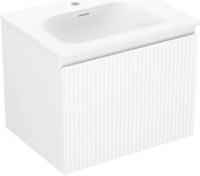 Mexen Rivel szafka łazienkowa 60 cm z umywalką Vela, 1 szuflada, ryflowana , biała mat - 91A20-06047-1-BF01-W23M01