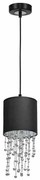 Lampa wisząca, czarna kryształy ALMERIA BLACK/CHROME 1xE27