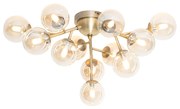 Plafon / Lampy sufitowe art deco brązowy z bursztynowym szkłem 12-świateł - Bianca ArtDeco Oswietlenie wewnetrzne