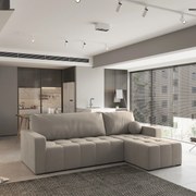 Masseno Narożnik VOLIRA z funkcją spania i pojemnikiem na pościel Narozniki L, Rozkładana sofa - Beżowy, PAROS 02