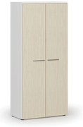 Szafa ubraniowa z wysuwem PRIMO WHITE, 800 x 420 x 1781 mm, biały/brzoza