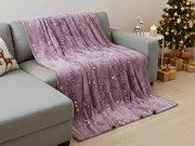 Świecący świąteczny mikropluszowy koc PAINTY CHRISTMAS, bordowy Rozmiar: 150 x 200 cm