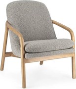 Szary fotel z tkaniny z efektem bouclé i drewna kauczukowego - ELAIDE